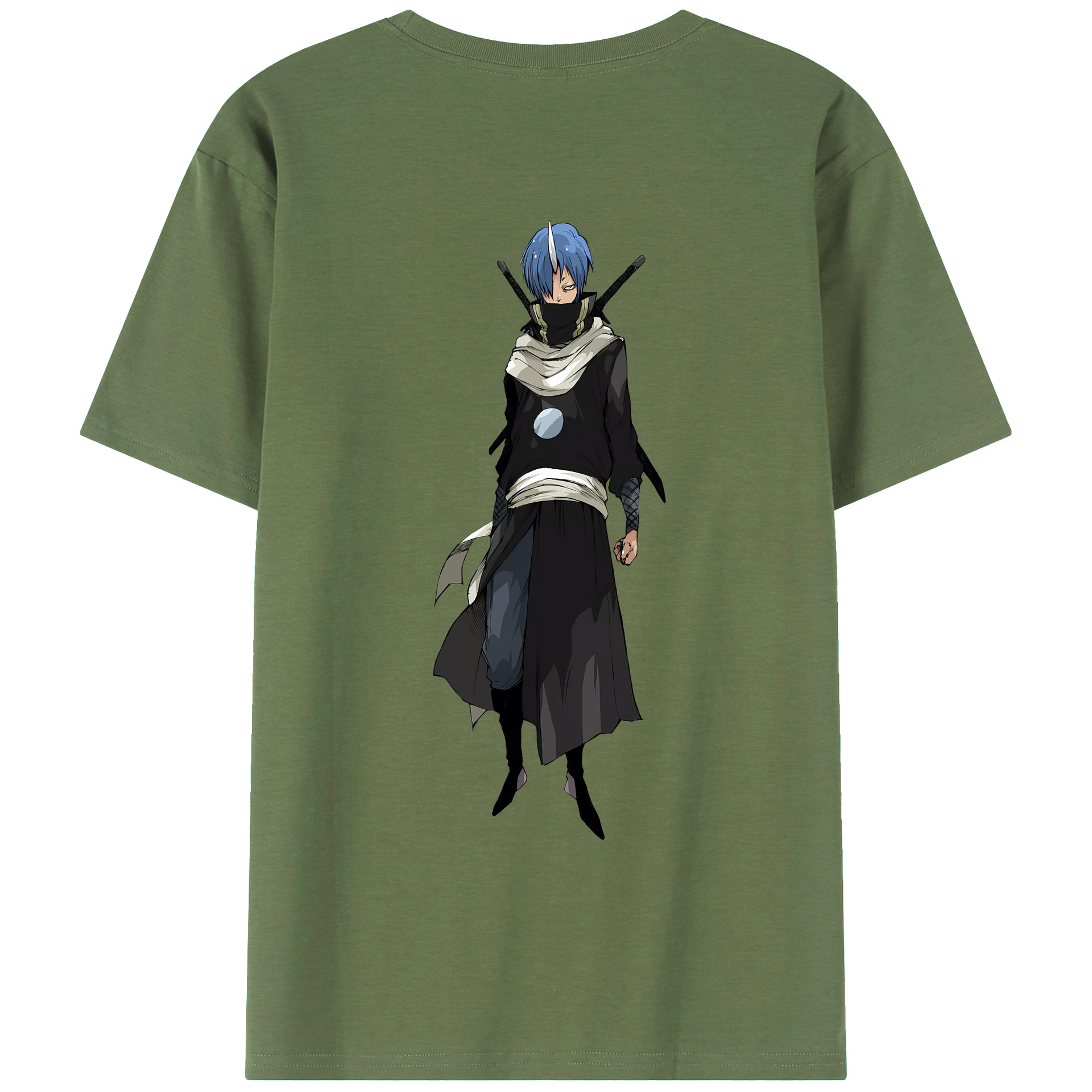 （画像用） 転スラ Regarding Reincarnated to Slime 綿100％ メンズ半袖Tシャツ（バックプリント） 通気性